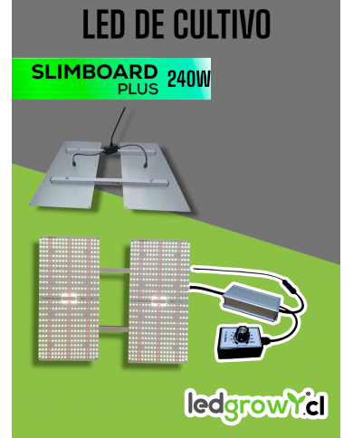 Slimboard LED cultivo indoor 240W espectro completo LED y alta eficiencia PPFD LedGrow Chile