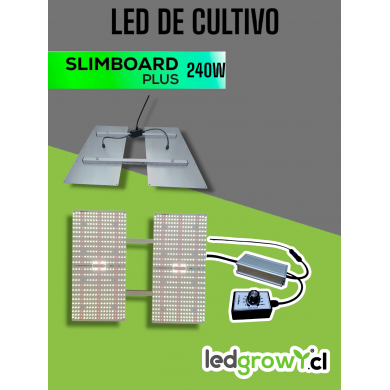 Slimboard LED cultivo indoor 240W espectro completo LED y alta eficiencia PPFD LedGrow Chile