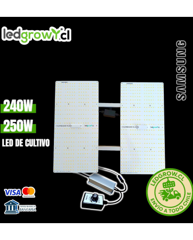 Slimboard LED cultivo indoor 240W espectro completo LED y alta eficiencia PPFD LedGrow Chile
